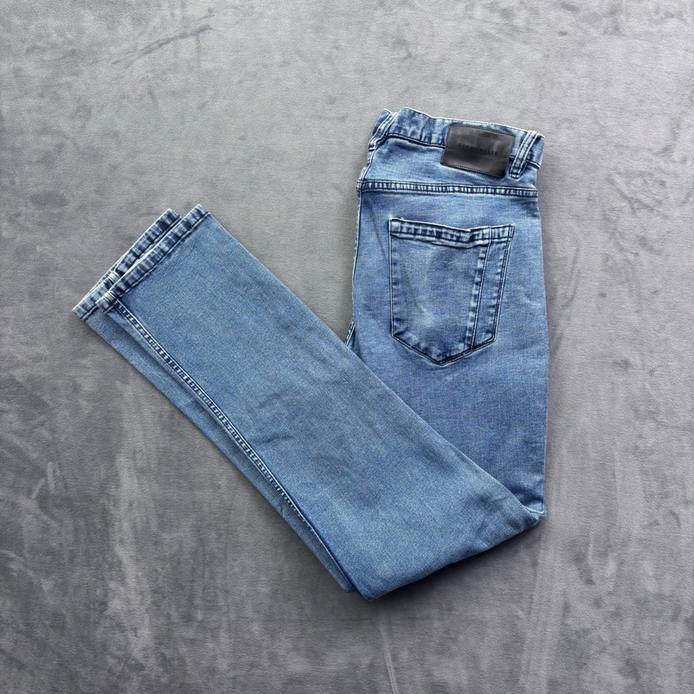 Perry Ellis Mens Straight Leg Jeans Medium Wash Textured Denim 30x29